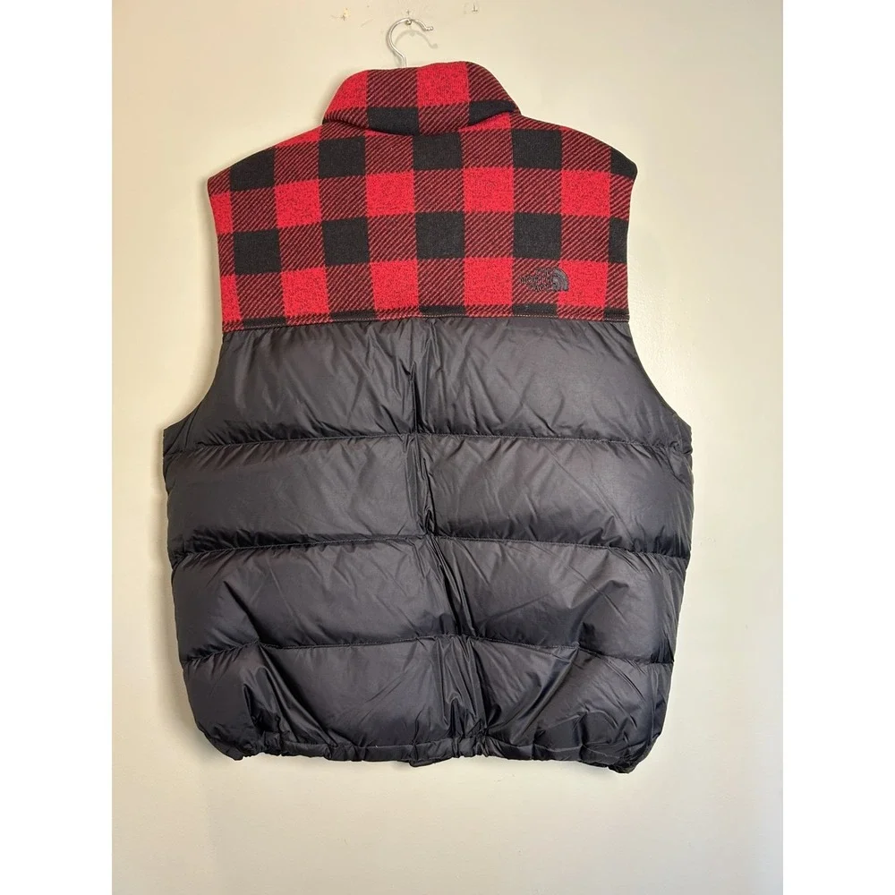 The North Face Nupste 700 Down Puffer Vest Red/Black Check Plaid Men's XL